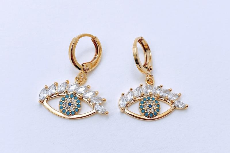 [Ozel] Casual Mood Glossy Brass Cubic Earrings